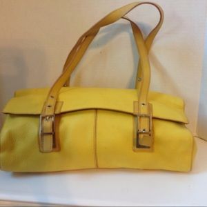 Kenneth Cole Yellow Leather Handbag Pebble Leather
